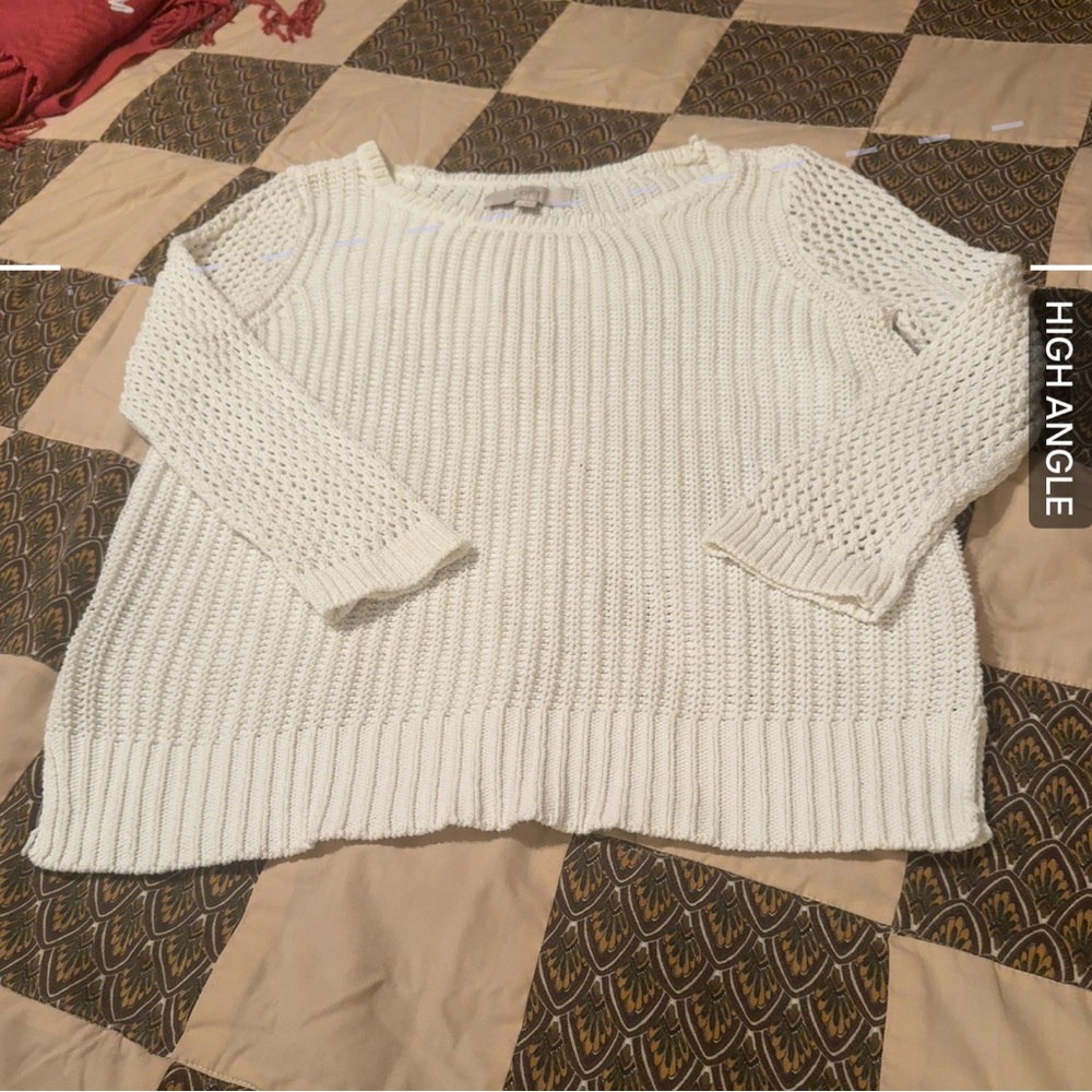 LOFT Women's Ivory Knit Sweater size medium